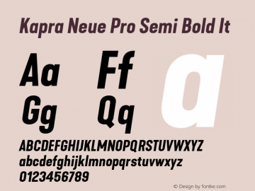 Kapra Neue Pro Semi Bold It Version 1.000;PS 001.000;hotconv 1.0.88;makeotf.lib2.5.64775图片样张