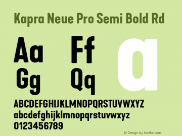 Kapra Neue Pro Semi Bold Rd Version 1.000;PS 001.000;hotconv 1.0.88;makeotf.lib2.5.64775图片样张