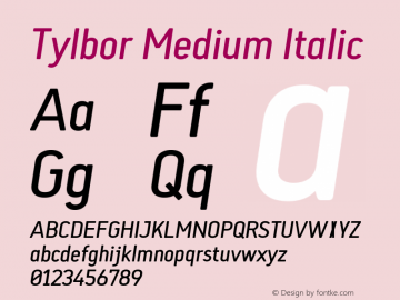 Tylbor Medium Italic Version 1.000;PS 001.000;hotconv 1.0.88;makeotf.lib2.5.64775图片样张