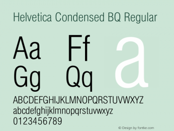 Helvetica Condensed BQ Regular 001.000 Font Sample