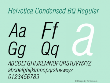 Helvetica Condensed BQ Regular 001.000 Font Sample