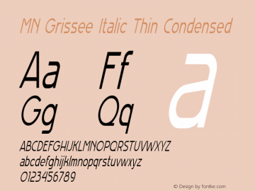 MN Grissee Italic Thin Cond Version 1.000图片样张