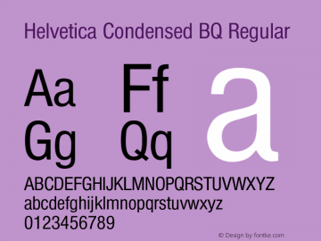Helvetica Condensed BQ Regular 001.000 Font Sample