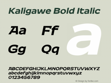 Kaligawe Bold Italic Version 1.000图片样张