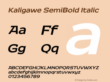 Kaligawe SemiBold Italic Version 1.000图片样张