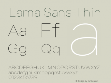 Lama Sans Thin Version 1.000;hotconv 1.0.109;makeotfexe 2.5.65596图片样张