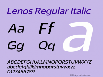 Lenos Regular Italic Version 1.000;hotconv 1.0.109;makeotfexe 2.5.65596图片样张