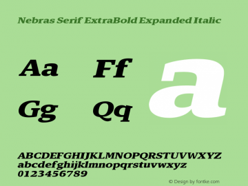 Nebras Serif ExtraBold Expanded Italic Version 1.000;hotconv 1.0.109;makeotfexe 2.5.65596图片样张