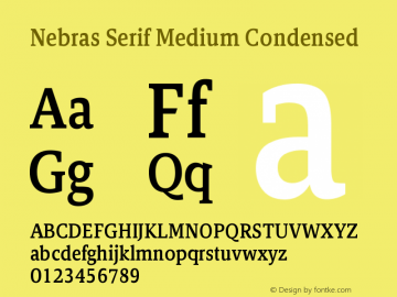 Nebras Serif Medium Condensed Version 1.000;hotconv 1.0.109;makeotfexe 2.5.65596图片样张