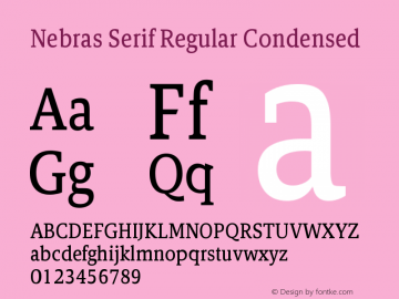 Nebras Serif Regular Condensed Version 1.000;hotconv 1.0.109;makeotfexe 2.5.65596图片样张