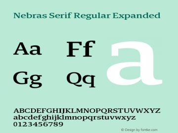 Nebras Serif Regular Expanded Version 1.000;hotconv 1.0.109;makeotfexe 2.5.65596图片样张