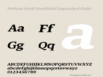 Nebras Serif SemiBold Expanded Italic Version 1.000;hotconv 1.0.109;makeotfexe 2.5.65596图片样张