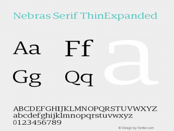 Nebras Serif ThinExpanded Version 1.000;hotconv 1.0.109;makeotfexe 2.5.65596图片样张