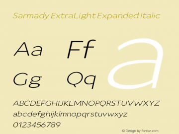 Sarmady ExtraLight Expanded Italic Version 1.000;FEAKit 1.0图片样张