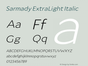 Sarmady ExtraLight Italic Version 1.000;FEAKit 1.0图片样张