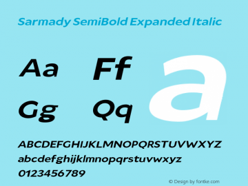 Sarmady SemiBold Expanded Italic Version 1.000;FEAKit 1.0图片样张
