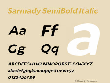 Sarmady SemiBold Italic Version 1.000;FEAKit 1.0图片样张