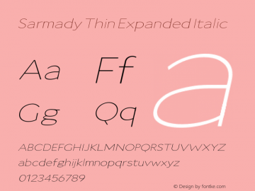 Sarmady Thin Expanded Italic Version 1.000;FEAKit 1.0图片样张