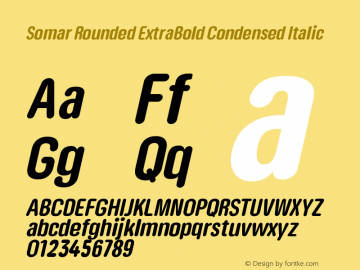 Somar Rounded ExtraBold Condensed Italic Version 1.002;hotconv 1.0.109;makeotfexe 2.5.65596图片样张