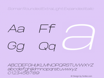 Somar Rounded ExtraLight Expanded Italic Version 1.002;hotconv 1.0.109;makeotfexe 2.5.65596图片样张