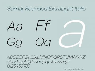 Somar Rounded ExtraLight Italic Version 1.002图片样张