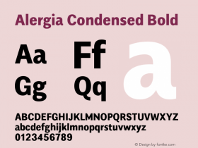 Alergia Condensed Bold Version 1.000;PS 001.000;hotconv 1.0.88;makeotf.lib2.5.64775图片样张