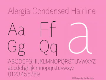 AlergiaCondensed-Hairline Version 1.000;PS 001.000;hotconv 1.0.88;makeotf.lib2.5.64775图片样张