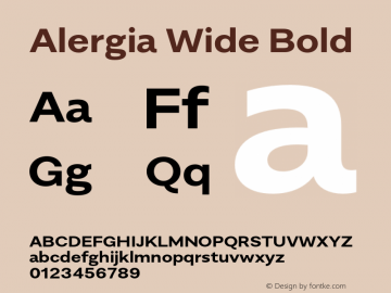 Alergia Wide Bold Version 1.000;PS 001.000;hotconv 1.0.88;makeotf.lib2.5.64775图片样张