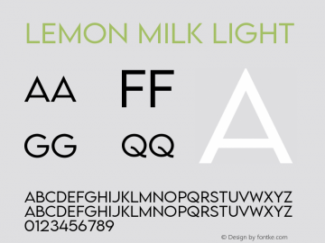 LEMON MILK Light Version 1.000;hotconv 1.0.109;makeotfexe 2.5.65596图片样张