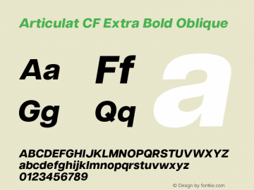 Articulat CF Extra Bold Oblique Version 3.200;FEAKit 1.0图片样张