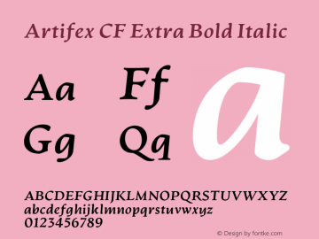 Artifex CF Extra Bold Italic Version 1.500;FEAKit 1.0图片样张