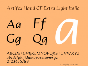 Artifex Hand CF Extra Light Italic Version 1.500;FEAKit 1.0图片样张