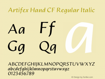 Artifex Hand CF Regular Italic Version 1.500;FEAKit 1.0图片样张