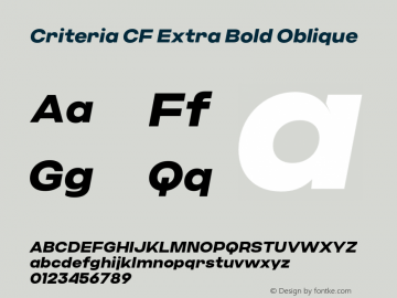 Criteria CF Extra Bold Oblique Version 1.300;FEAKit 1.0图片样张