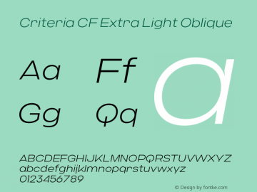 Criteria CF Extra Light Oblique Version 1.300;FEAKit 1.0图片样张