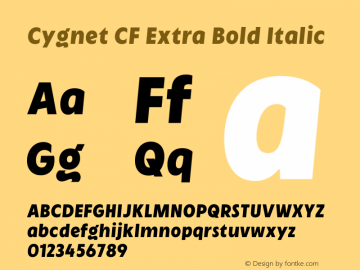 Cygnet CF Extra Bold Italic Version 1.000;Glyphs 3.1.2 (3151)图片样张