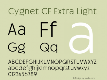 Cygnet CF Extra Light Version 1.000;Glyphs 3.1.2 (3151)图片样张