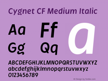 Cygnet CF Medium Italic Version 1.000;Glyphs 3.1.2 (3151)图片样张