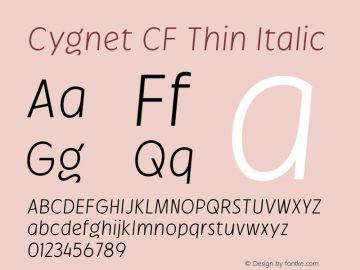 Cygnet CF Thin Italic Version 1.000;Glyphs 3.1.2 (3151)图片样张