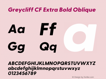 Greycliff CF Extra Bold Oblique Version 2.500;FEAKit 1.0图片样张