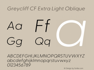 Greycliff CF Extra Light Oblique Version 2.500;FEAKit 1.0图片样张
