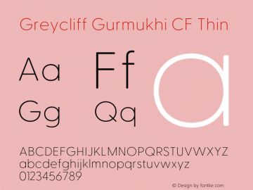 Greycliff Gurmukhi CF Thin Version 2.500;FEAKit 1.0图片样张