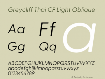 Greycliff Thai CF Light Oblique Version 2.500;FEAKit 1.0图片样张
