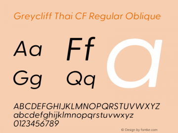 Greycliff Thai CF Regular Oblique Version 2.500;FEAKit 1.0图片样张
