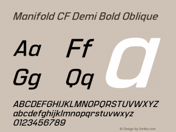 Manifold CF Demi Bold Oblique Version 4.300;FEAKit 1.0图片样张