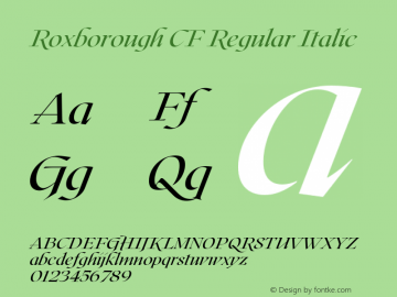 Roxborough CF Regular Italic Version 1.400;FEAKit 1.0图片样张