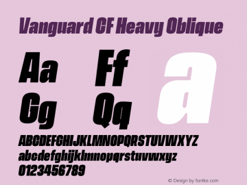 Vanguard CF Heavy Oblique Version 2.300;Glyphs 3.1.2 (3151)图片样张