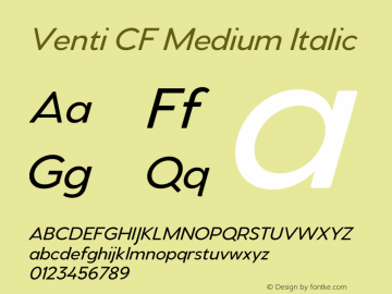Venti CF Medium Italic Version 4.300;Glyphs 3.2 (3219)图片样张