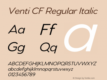 Venti CF Regular Italic Version 4.300;Glyphs 3.2 (3219)图片样张