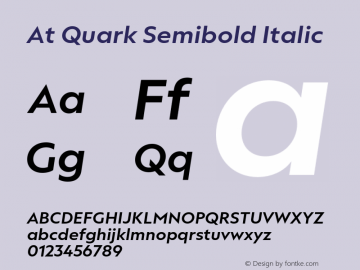 At Quark Semibold Italic Version 1.000;Glyphs 3.1.2 (3151)图片样张